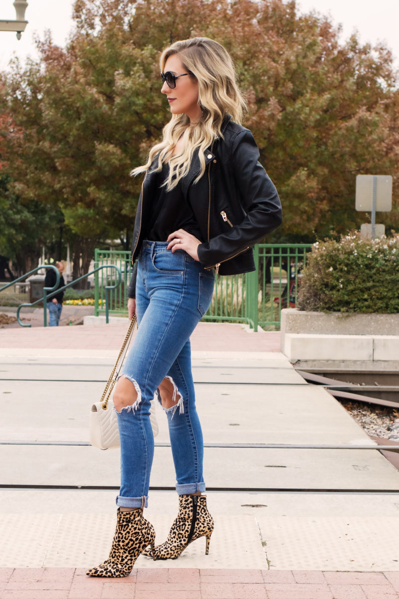 cuffed skinny jeans with booties