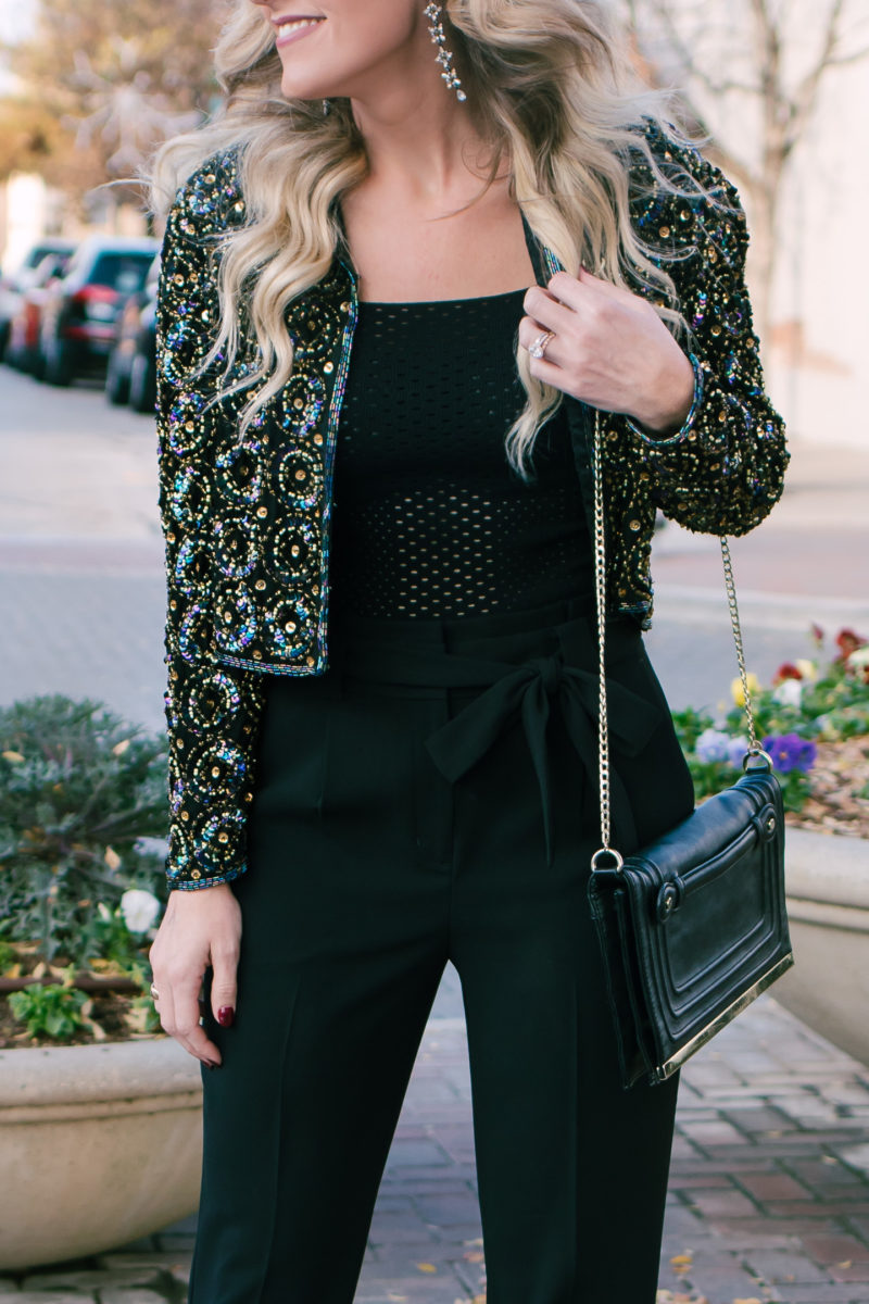 Embellished Jacket Holiday Party Outifit