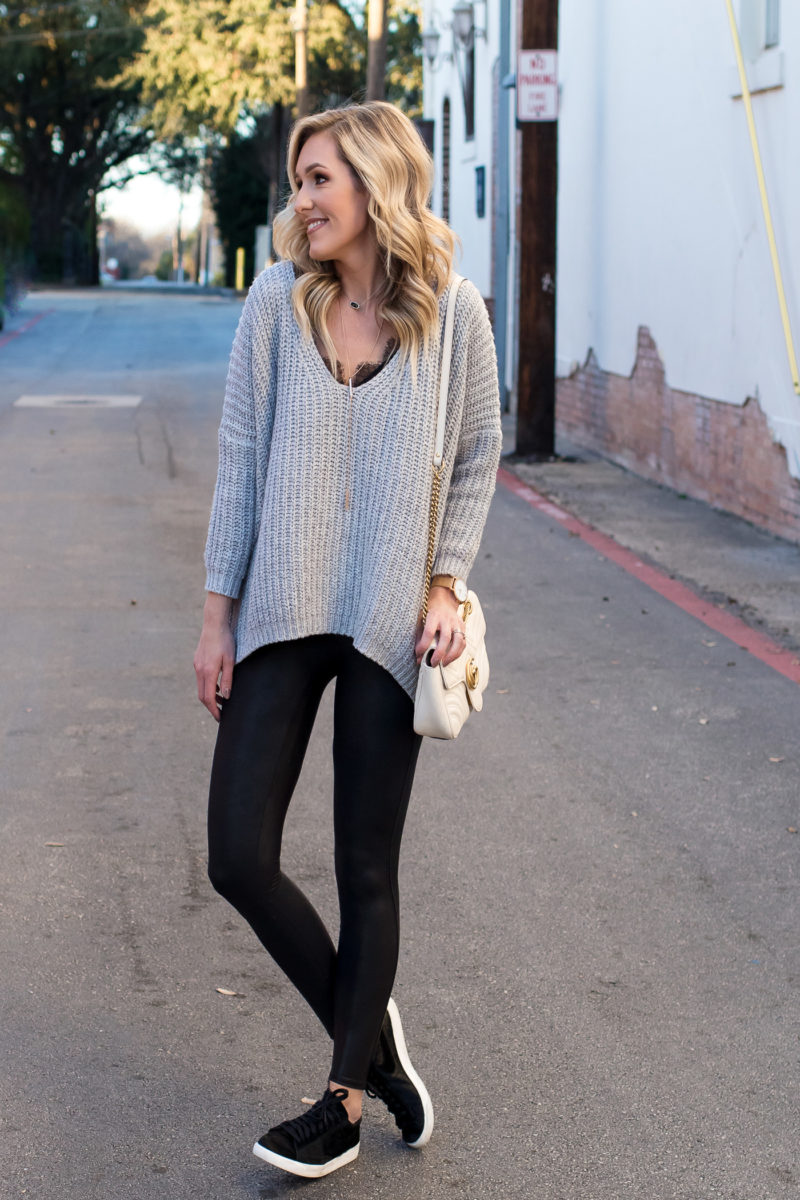 Leggings and sweater outfit